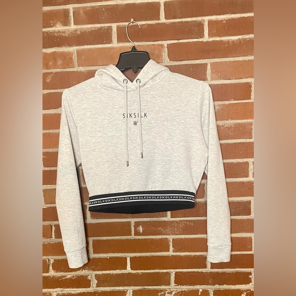 SikSilk Gray cropped Hoodie